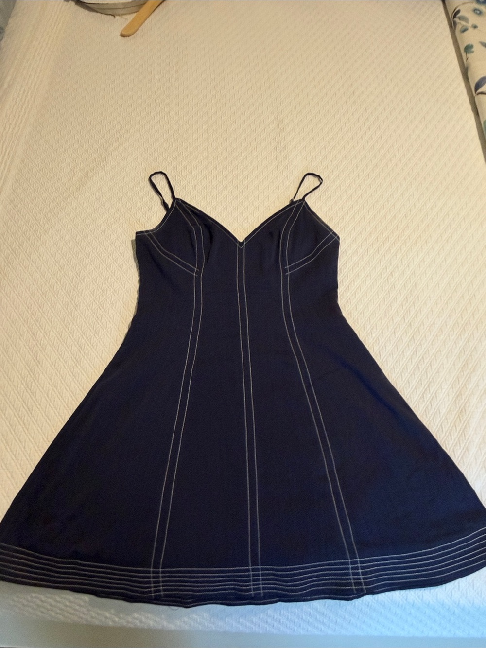 Lulu's Navy Blue Mini Dress with Contrast Stitching